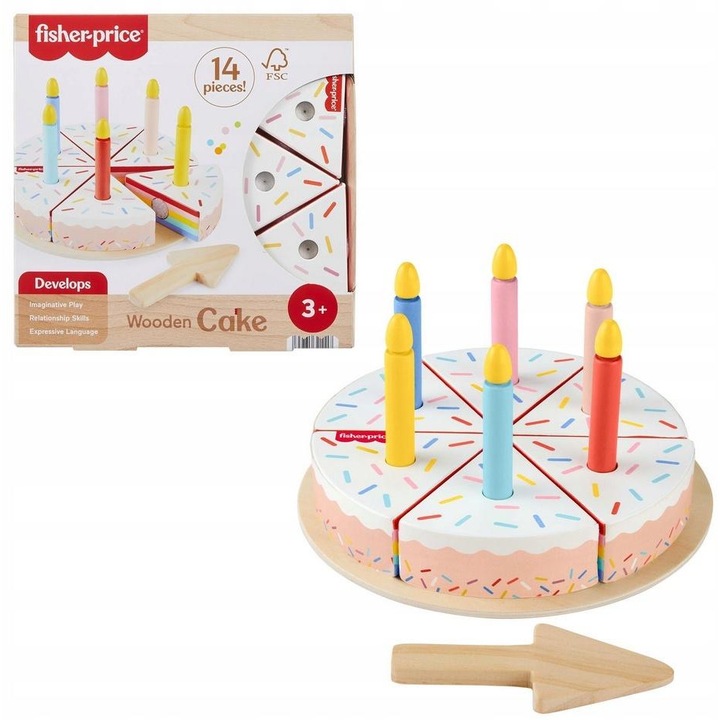 Tort de nastere din lemn, Fisher-Price, bucatarie pentru copii