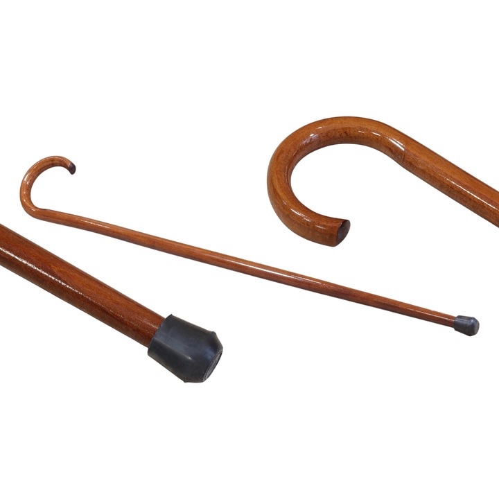 Baston de lemn pentru seniori, Gieta, 94,5cm, antiderapant, bej