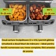 Friteuza Air Fryer Dubla GREATON, 9L, 2000W, 8 Programe, Tehnologie Smart Chef, Temperatura Ajustabila, Negru/Inox