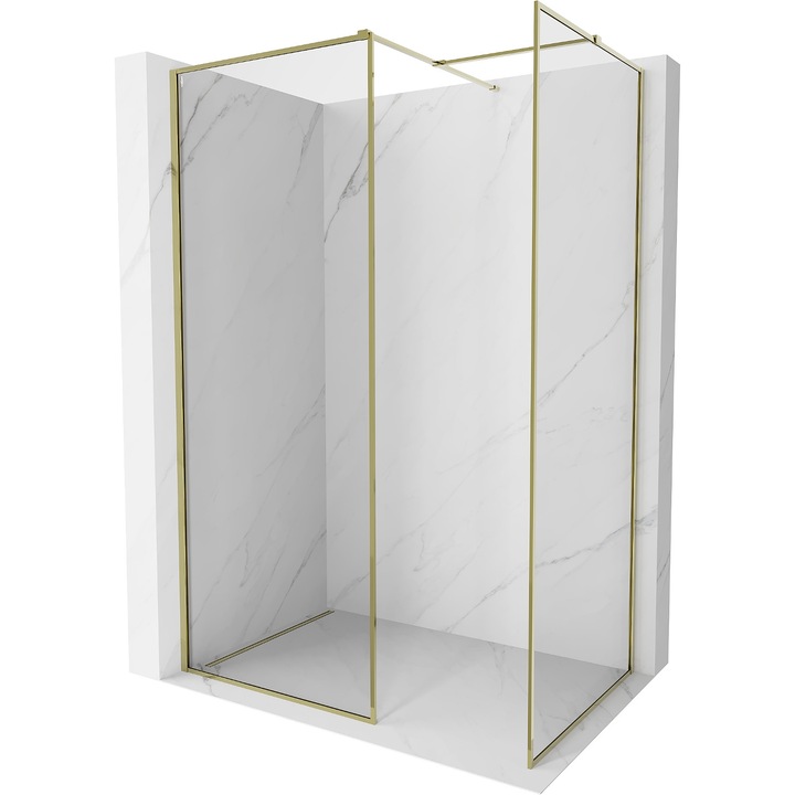 Mexen Kioto-XF perete de dus Walk-in cu cadru 160 x 120 cm, transparent 10 mm, auriu - 800-160-202-04-50-120-XF