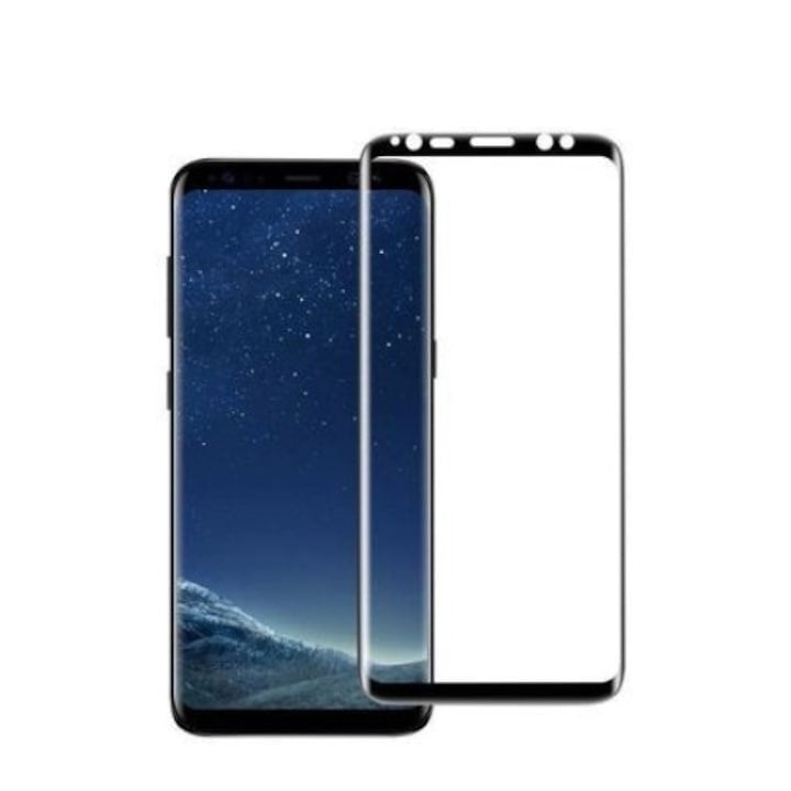 Folie pentru Samsung Galaxy S8, SKYDDAR INNOVATION, Sticla Securizata, Ultra HD, Protectie 111D, Montare Simpla, set cu sticker, Transparent