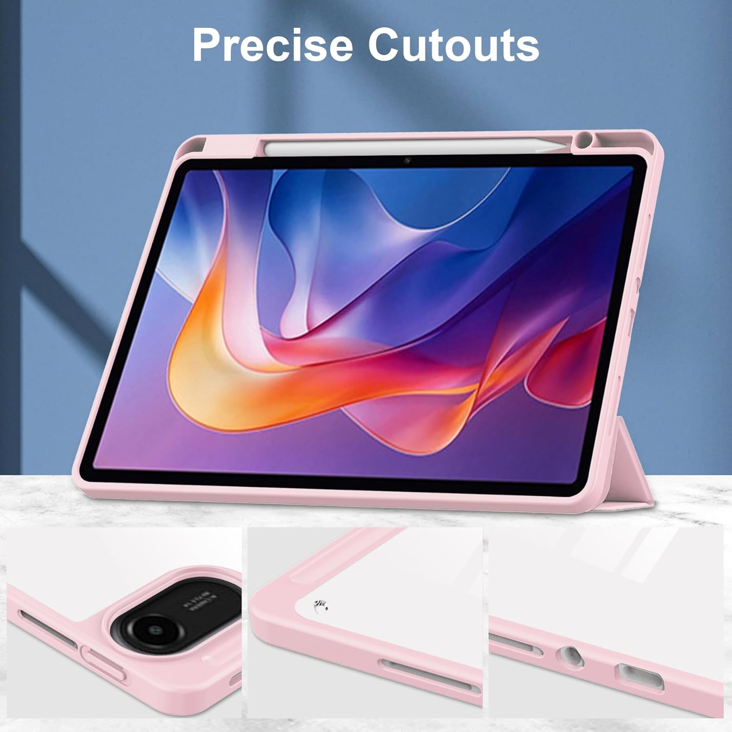 Husa Sigloo pentru tabletă Xiaomi Redmi Pad 2, slim, kickstand, roz, 11"