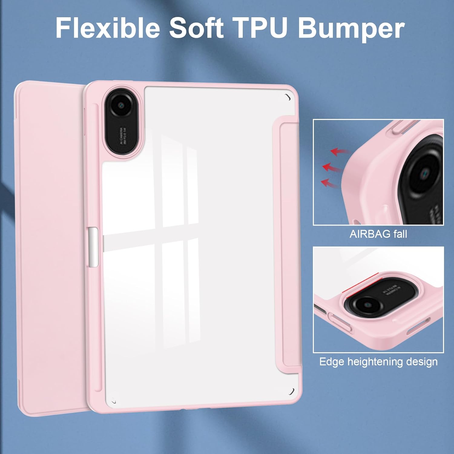 Husa Sigloo pentru tabletă Xiaomi Redmi Pad 2, slim, kickstand, roz, 11"