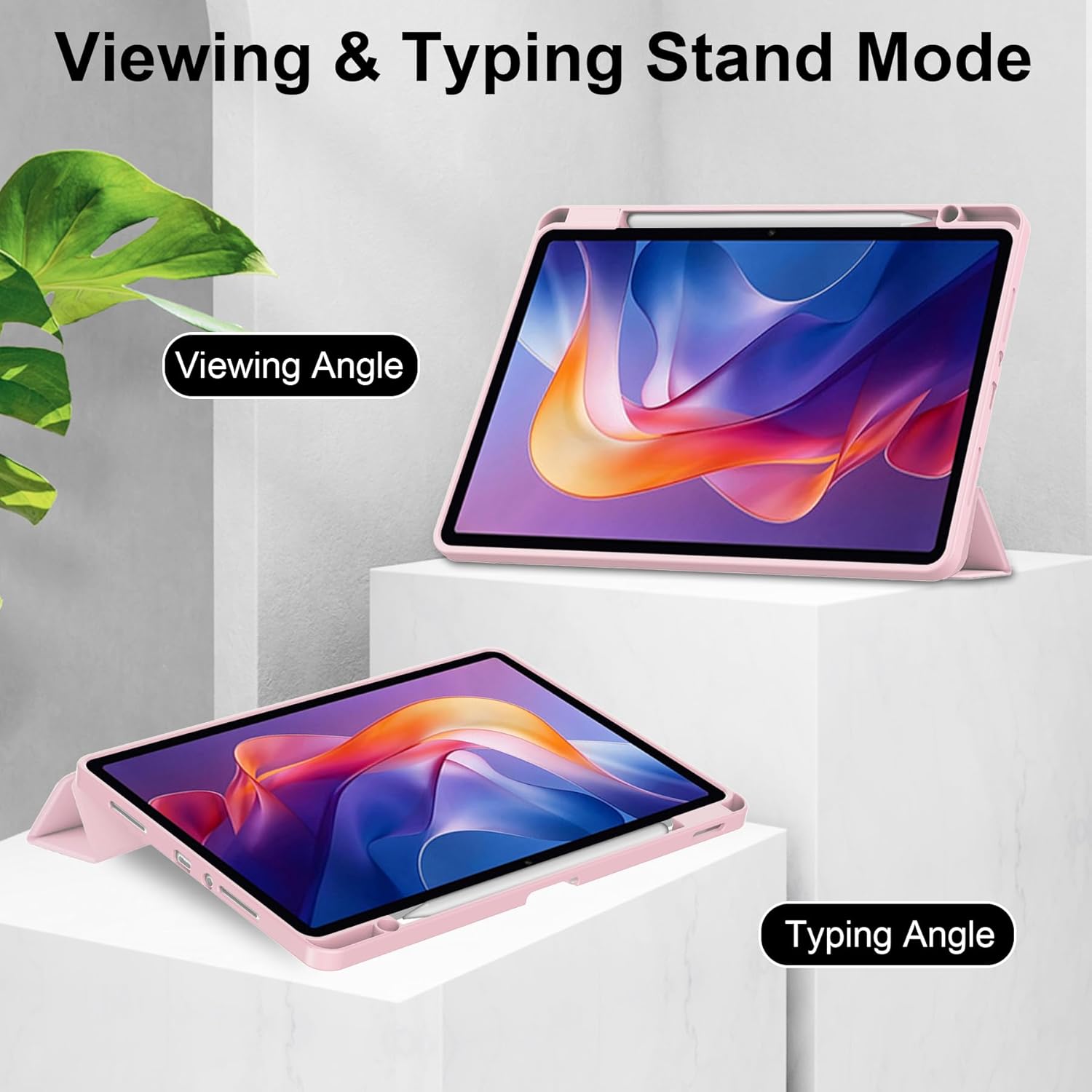 Husa Sigloo pentru tabletă Xiaomi Redmi Pad 2, slim, kickstand, roz, 11"