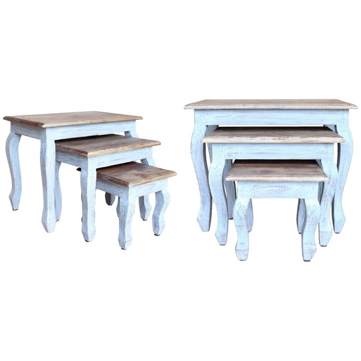 Set mese suprapuse, 3 piese, lemn masiv de mahon