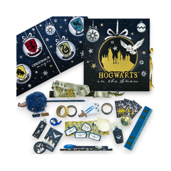 Calendar de Advent pliabil Harry Potter Deluxe, 24 surprize, 29,5x27x6cm, pentru copii 3 ani+