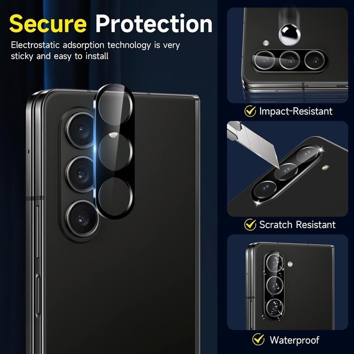Folie Sticla pentru Camera, Flippy, Pentru Samsung Galaxy Z Fold 5, 3D, Transparent