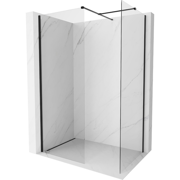 Mexen Kioto-X perete de dus Walk-in 100 x 70 cm, transparent 10 mm, negru - 800-100-202-70-00-070-X