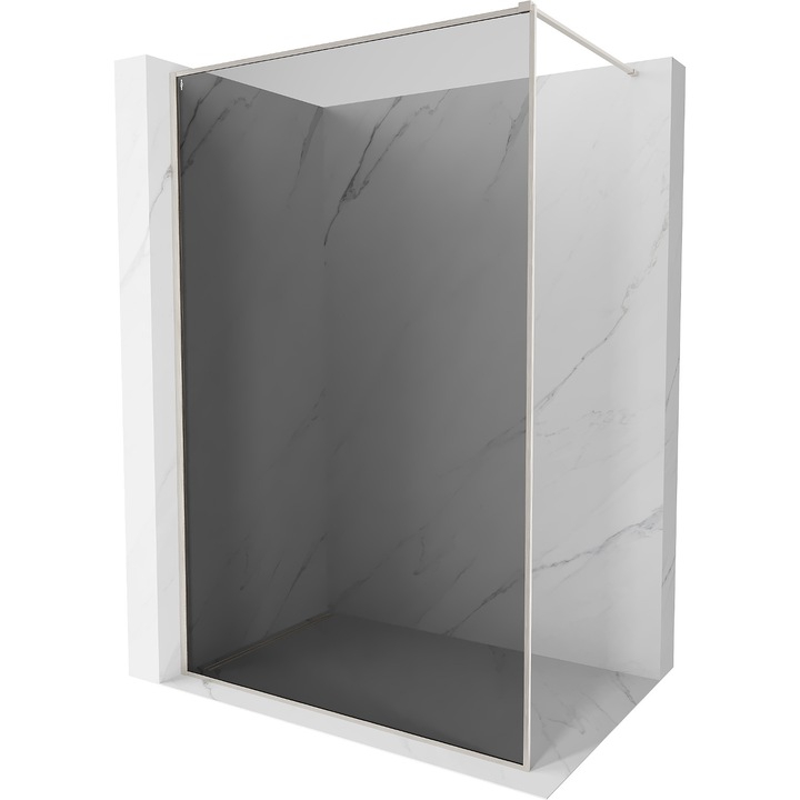 Peretele de dus Mexen Kioto-XF Walk-in cu cadru 130 x 202 cm, grafit 10 mm, nichel periat - 800-130-104-97-40-X