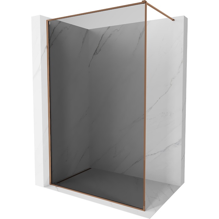 Perete de dus Mexen Kioto-F Walk-in cu rama 110 x 202 cm, grafit 8 mm, aur roz - 800-110-104-60-40
