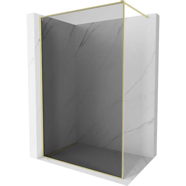 Mexen Kioto-XF perete de dus Walk-in cu rama 140 x 202 cm, grafit 10 mm, auriu periat - 800-140-104-55-40-X