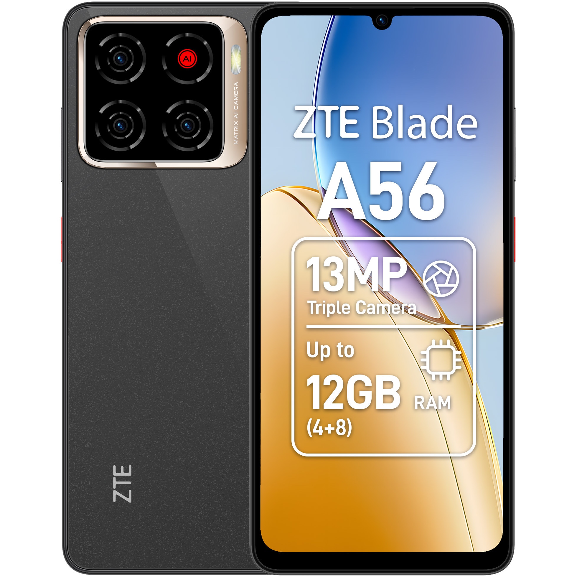 Telefon mobil ZTE Blade A56, Dual SIM, 4GB, 64GB, 4G, Celestial Black