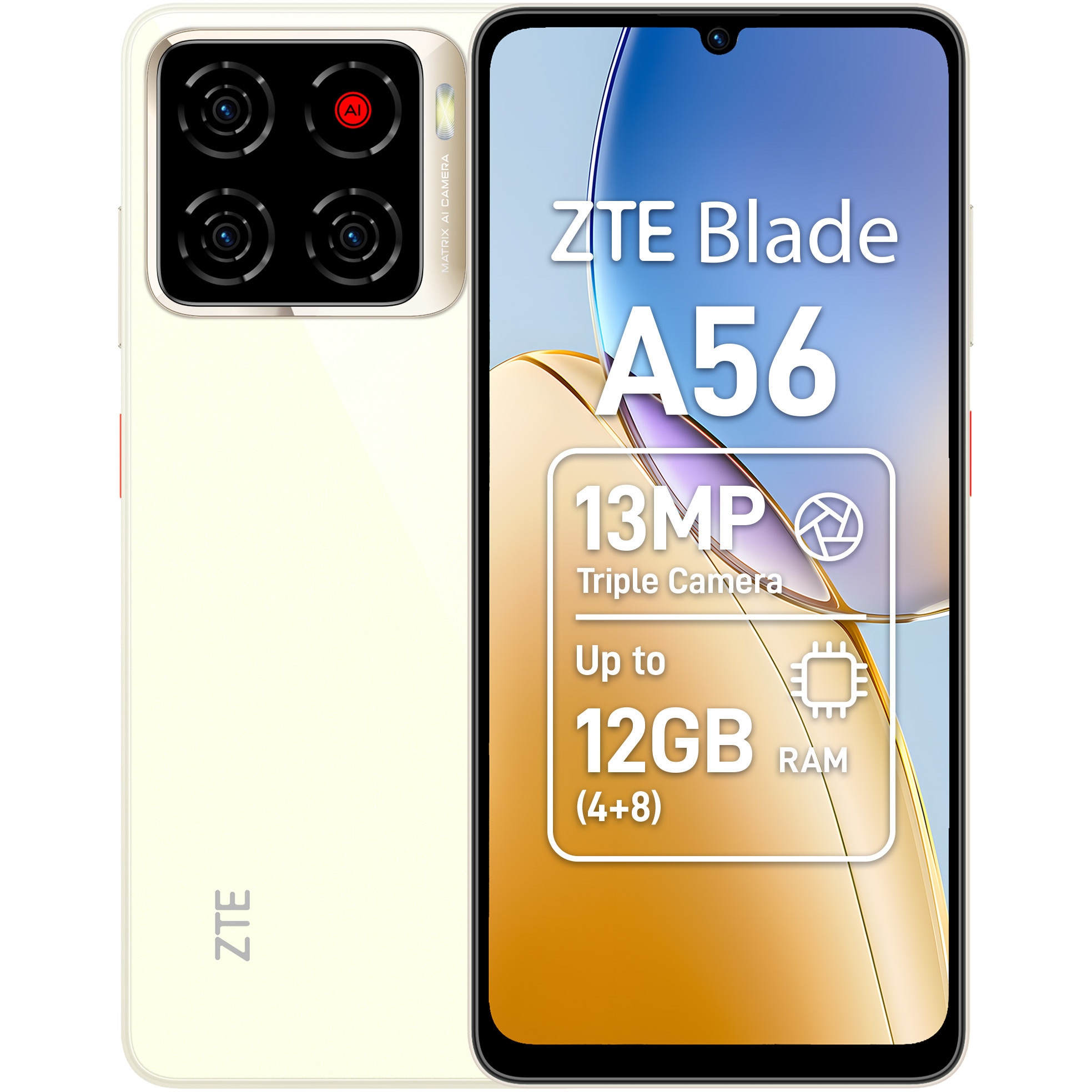 Telefon mobil ZTE Blade A56, Dual SIM, 4GB, 64GB, 4G, Floating Gold