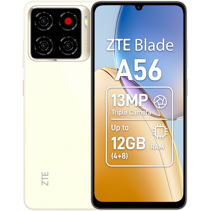 Telefon mobil ZTE Blade A56, Dual SIM, 4GB, 64GB, 4G, Floating Gold