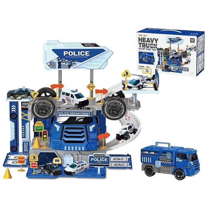 Set masinute, ADAR, baza policyjna, 46 piese, 35x35x28cm, 31x20x14cm