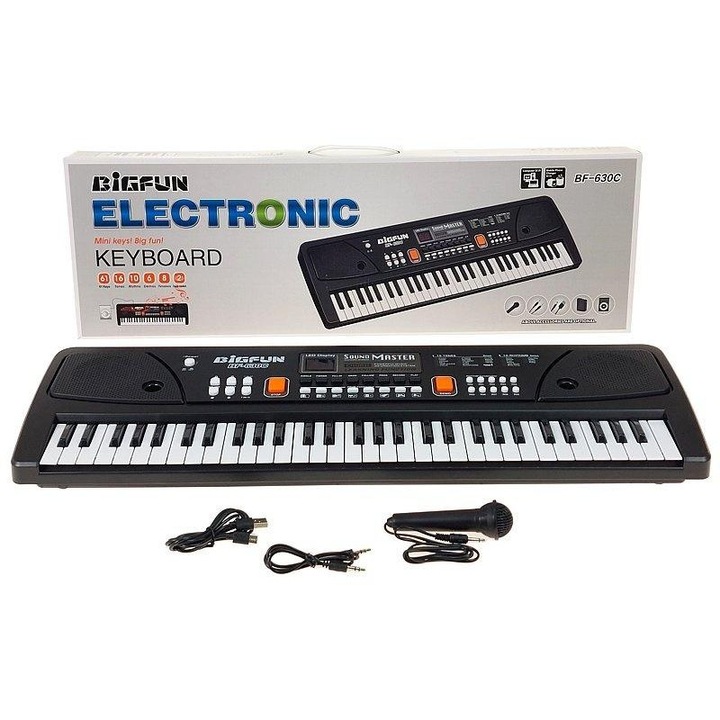 Játék hangszer, ADAR, 61 billentyűs orgona, mikrofonnal, USB töltővel, 63x20x6cm