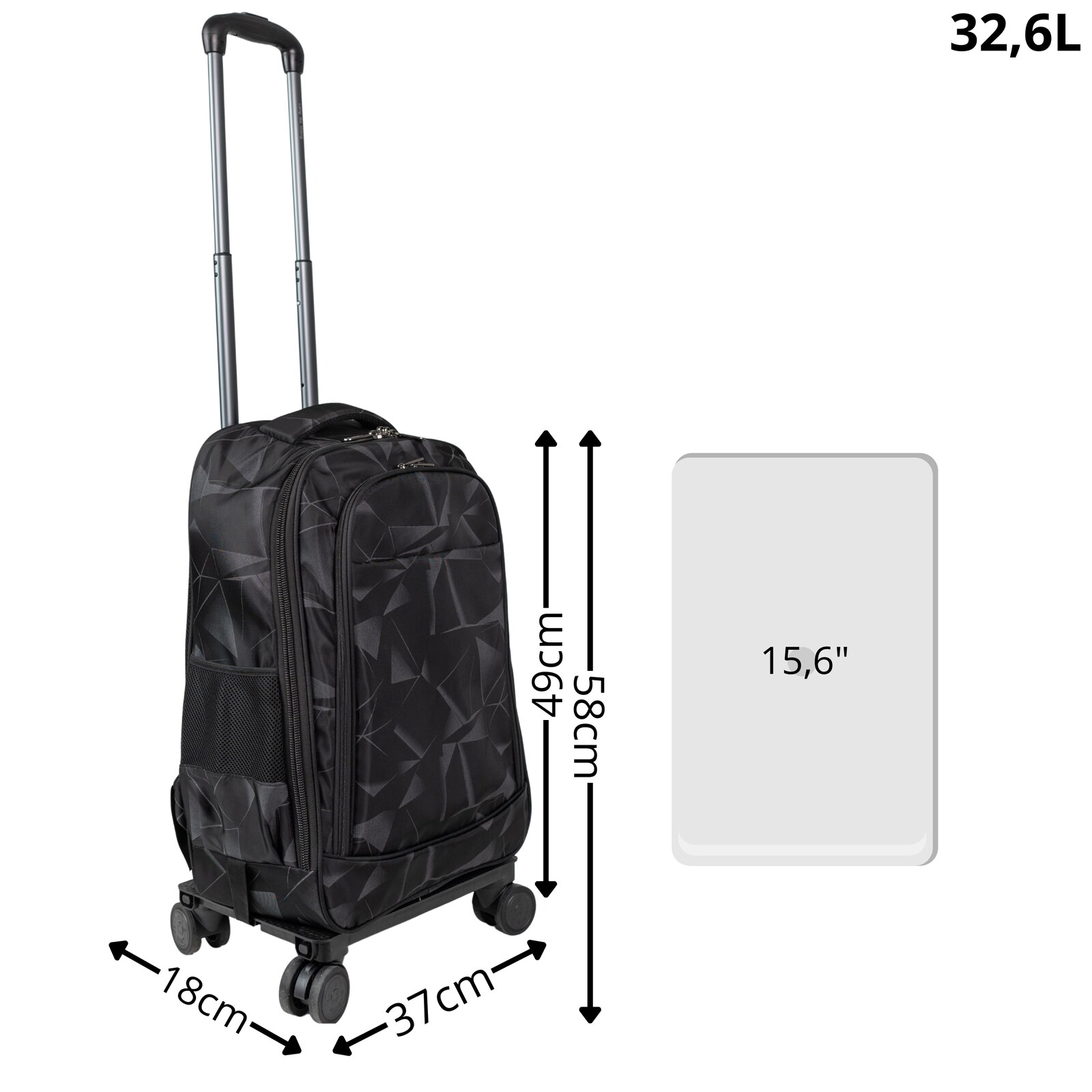 Rucsac scolar cu roti VIO oxford ergonomic, 58cm, compartiment laptop, 20626