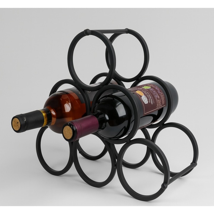 Suport Vin Metalic Magic Time, design modern, 30x30cm