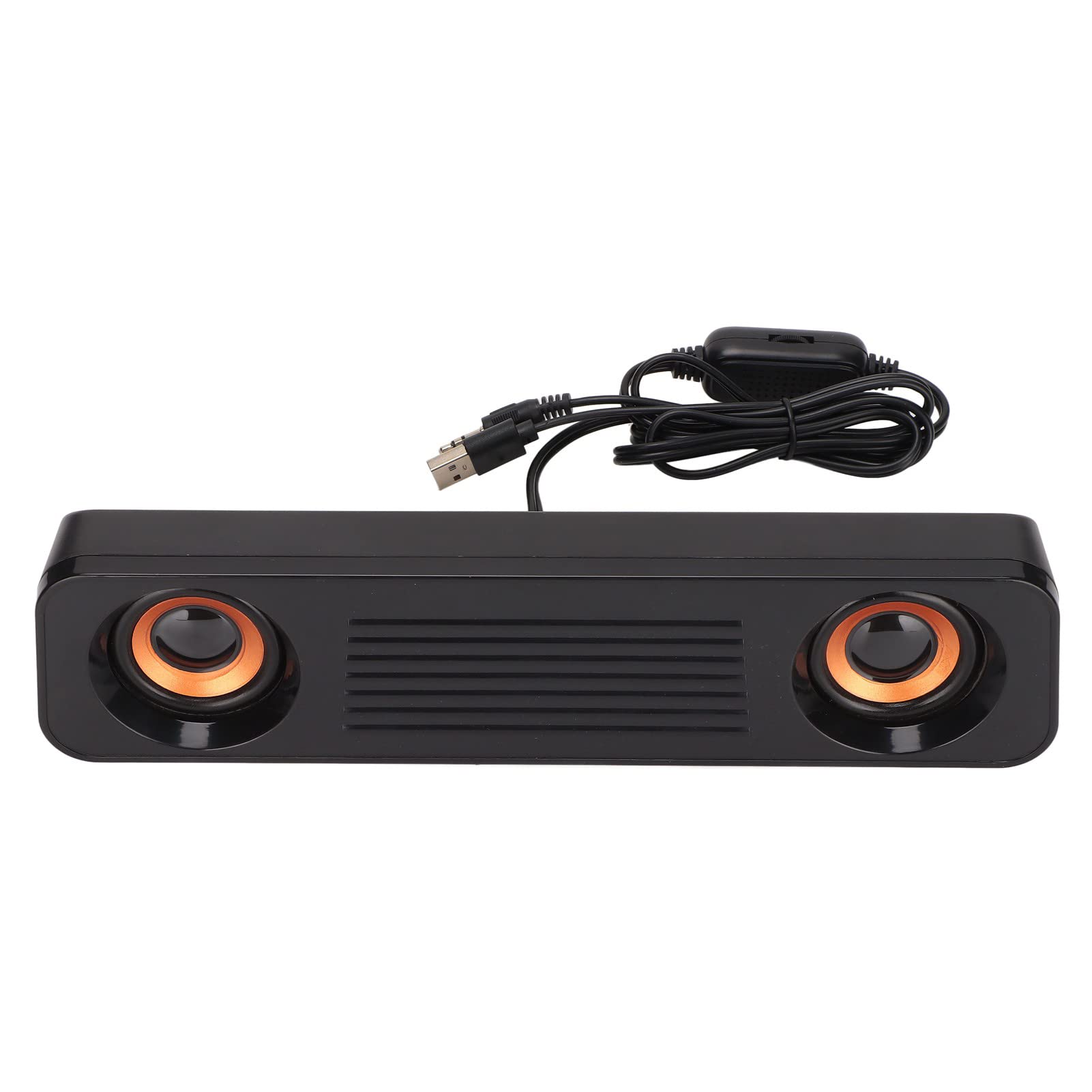 Soundbar Corenia QRE-5040396, boxa desktop compacta cu fir, USB + jack 3,5 mm, stereo Hi-Fi 2.0 cu efect 360°, negru