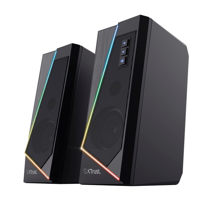 Boxe pentru PC Trust Gaming GXT 609 Zoxa, 12W, iluminare RGB, negru ...