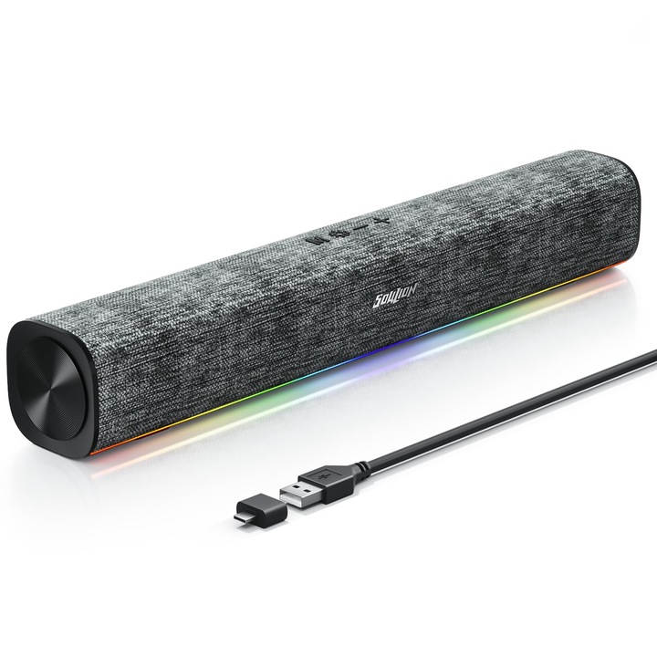 Boxe PC SOULION R100, set 2.0, Bluetooth, lumini colorate, USB - eMAG.ro