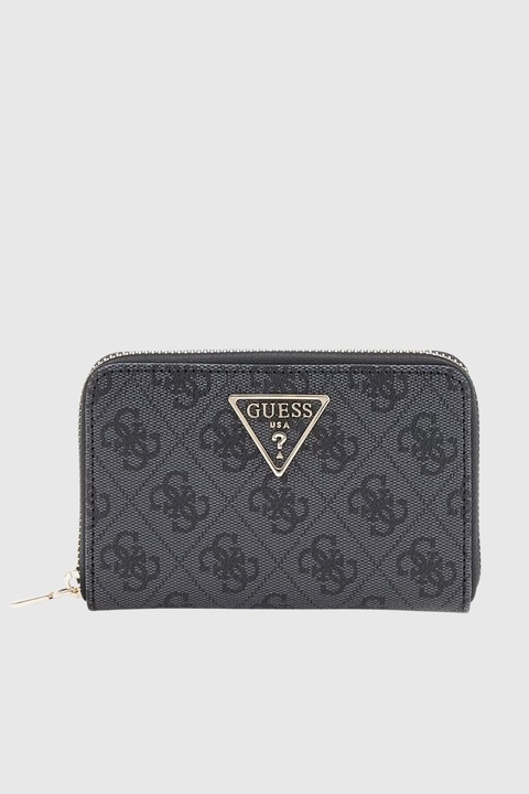 Portofel dama Guess Laurel, negru, din piele ecologica, cu 4 locuri pentru carduri, 2 compartimente