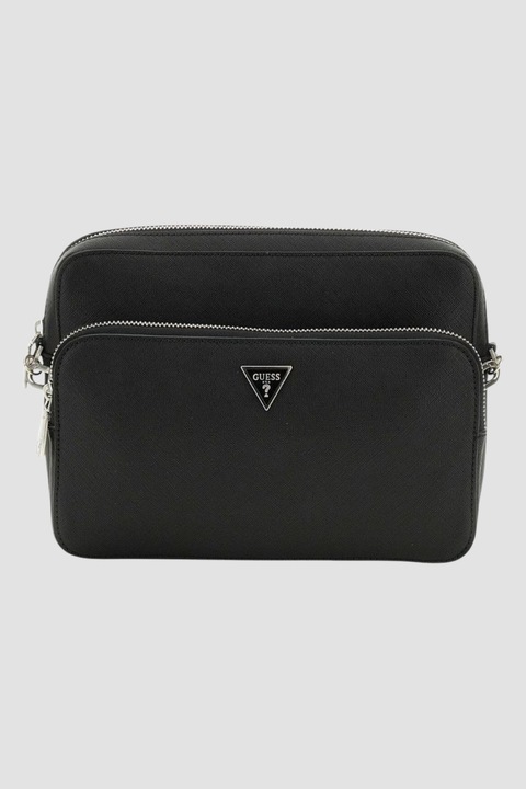 Férfi táska Guess Milano, fekete, ökológiai bőrből, két rekesszel, állítható pánttal