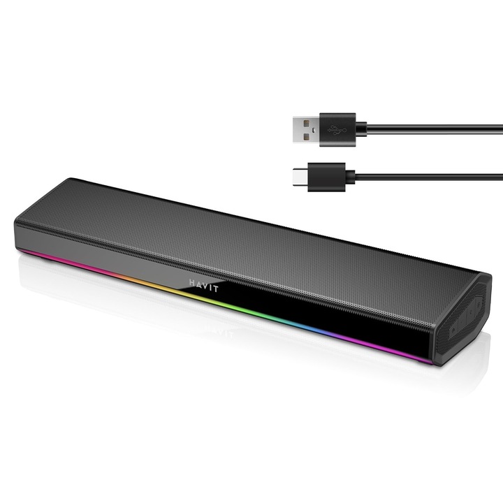 Havit PC hangszórók, Bluetooth V5.3 Soundbar, 20W, RGB világítás