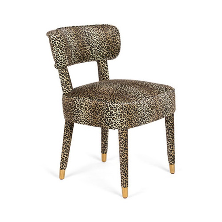 Scaun dining galben/negru din textil Panther Bold Monkey