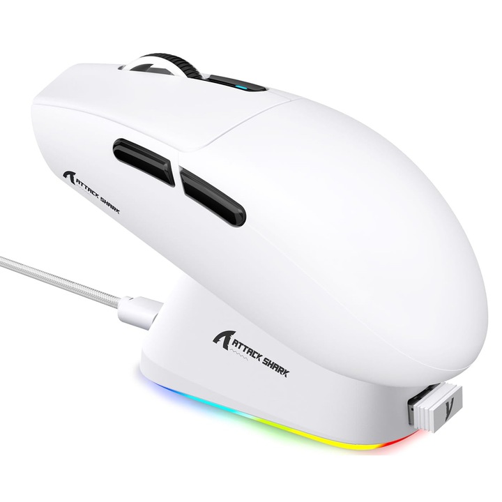 Attack Shark G3Pro vezeték nélküli gamer egér, Pixart szenzor, Fehér