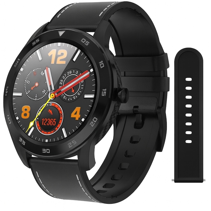 Смарт часовник New Digital Fit idealSTORE, известия за повиквания/приложения, мониторинг на сърдечната честота, измерване на кръвното налягане, вграден крачкомер, анализ на съня, мониторинг на физическата активност, жироскоп, с черна силиконова каишка