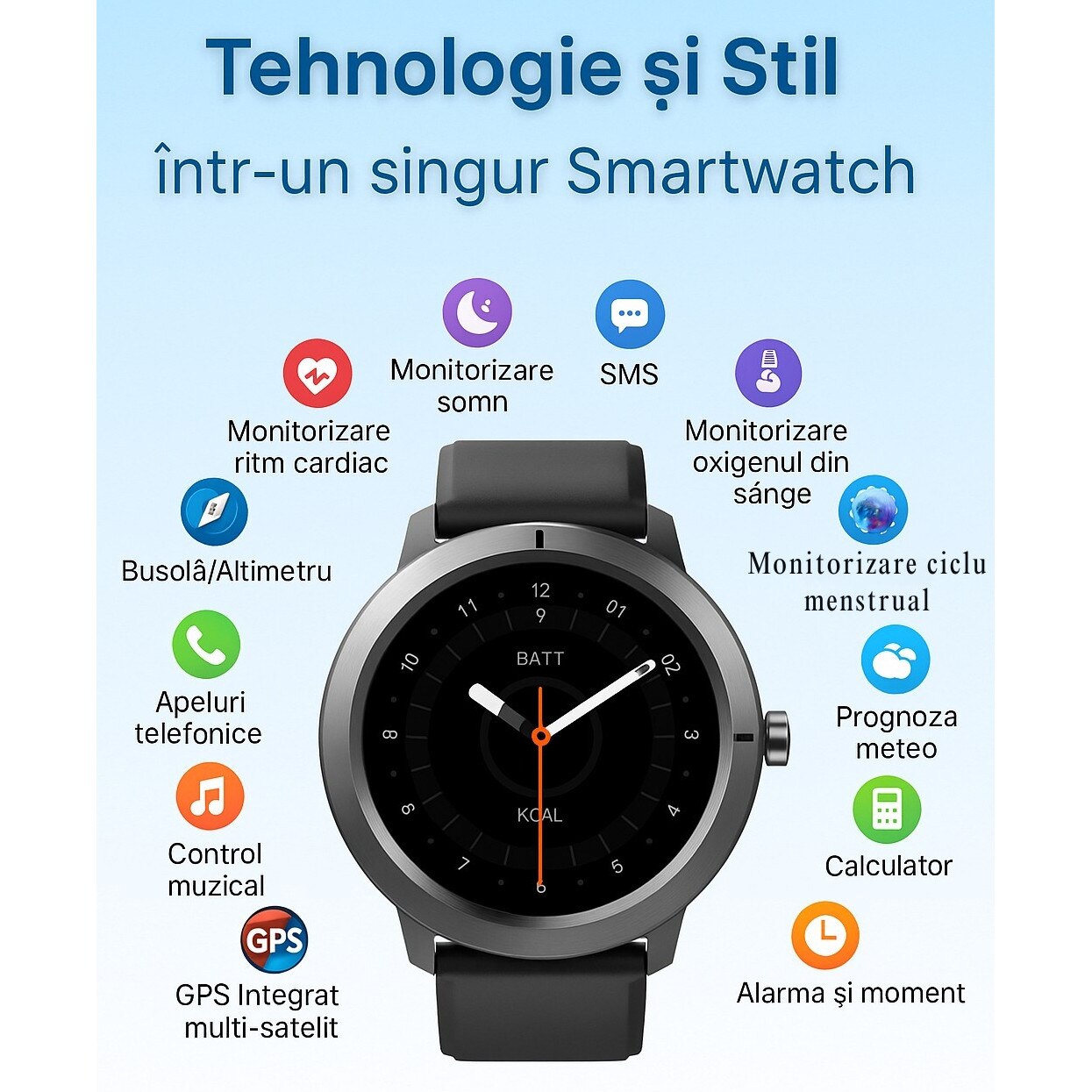 Inot Moduri Ceas Smartwatch Barbati DM76, Sport si Inot, Apeluri Bluetooth ...
