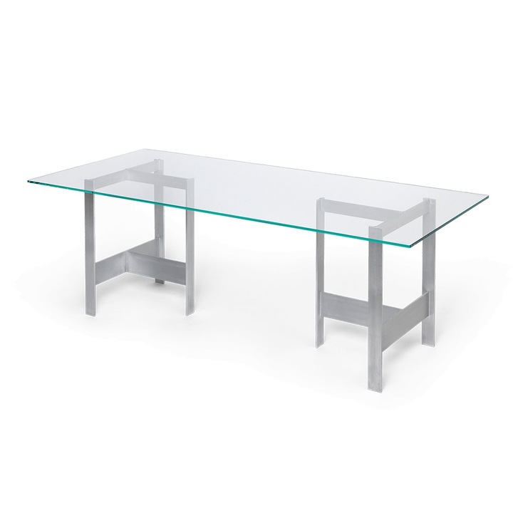 Masa dining argintiu din metal 90x200 cm Lager Ferm Living