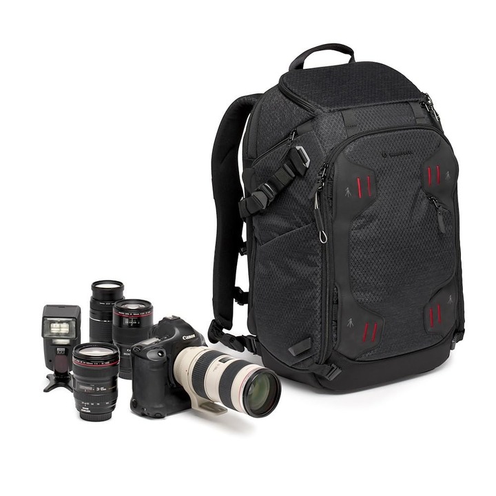 Manfrotto Pro Light Multiloader M hátizsák, fekete, DSLR fényképezőgéphez, 4 hozzáférési pont, több állványtartó