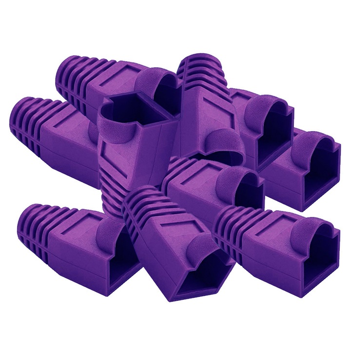 Set 10 bucati manson protectie mufa UTP RJ45, culoare mov
