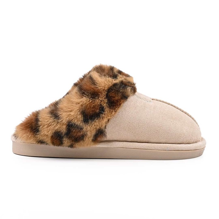 Papuci de Dama, in Piele Ecologica Intoarsa, Cu Imblaniti, PD1054, Bej, 38-39