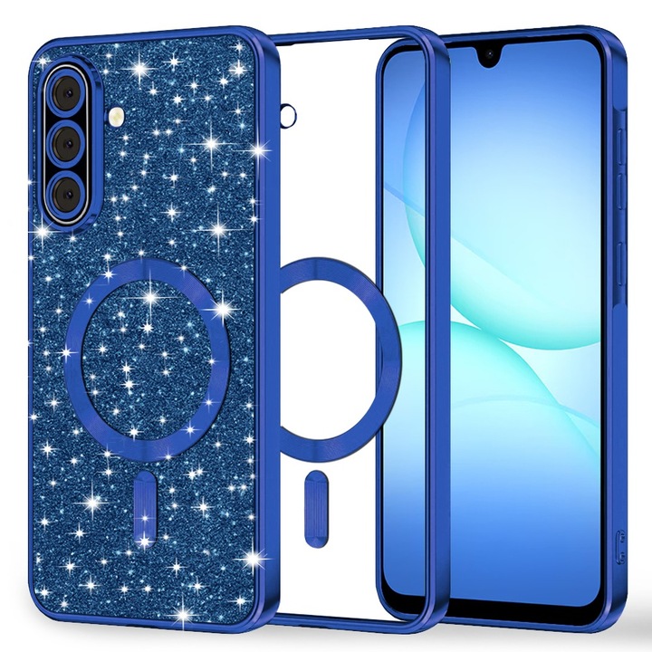 Husa pentru Samsung Galaxy A17 5G / A17 4G DD DaDen® MagSafe Luxury Glitter, Protectie camera, Incarcare wireless, Ultra Protectie, Albastru inchis