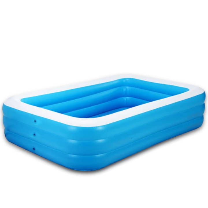 SDEPOT® felfùjható medence, kültéri használatra, 3 független légkamrával és dupla biztonsági szeleppel, tartós és könnyen tisztítható PVC-ből készðlt, méretek 150x100x50 cm, kék