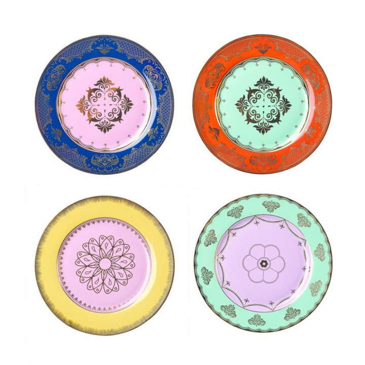 Set 4 farfurii multicolore din ceramica 19 cm Grandpa Pols Potten