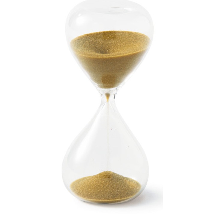 Clepsidra din sticla transparenta/aurie 10 cm, Pols Potten, design simplu, umpluta cu nisip