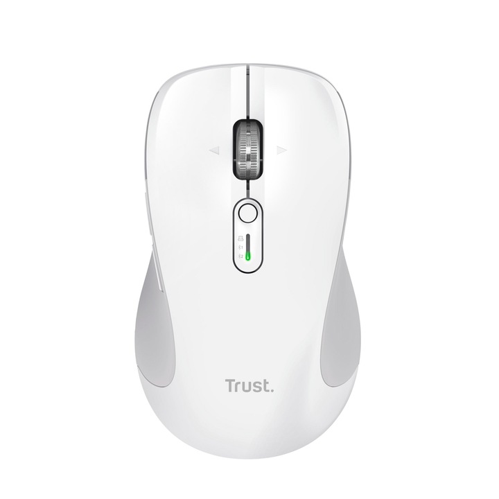 Безжична мишка Trust, бяла, Bluetooth + 2.4GHz, безшумни бутони