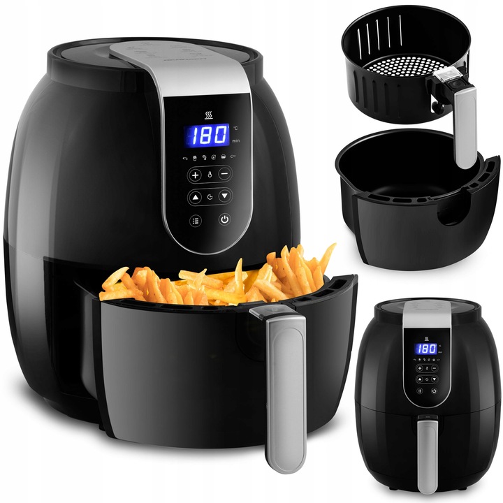 Фритюрник без мазнина Berdsen 3.6L, 1300W, капацитет 2.6кг, компактен, бял