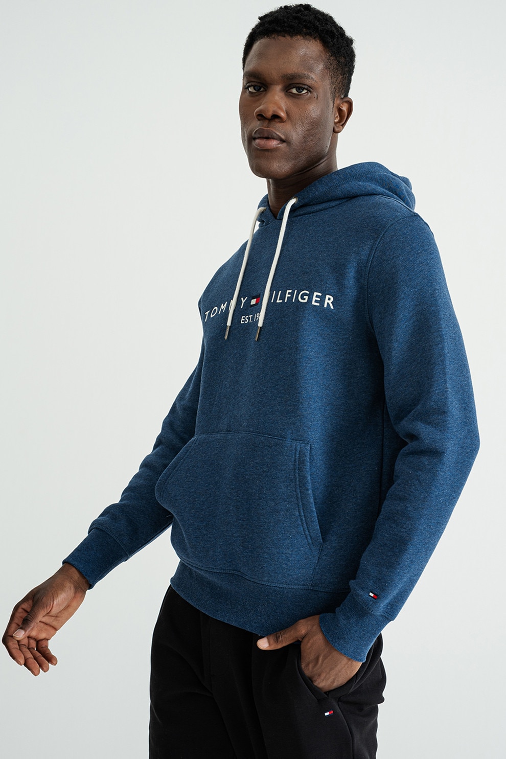 Tommy Hilfiger, Bluza sport cu fermoar si logo brodat Global