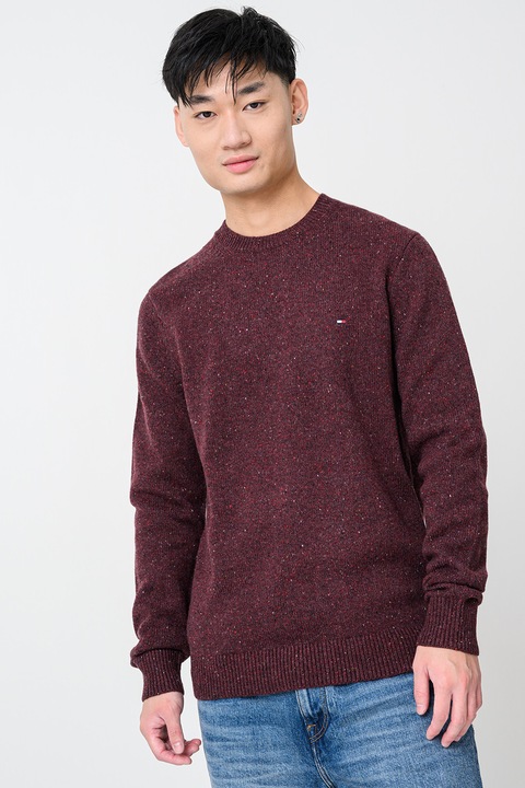 Tommy Hilfiger, Gyapjútartalmú pulóver, Bíborszín