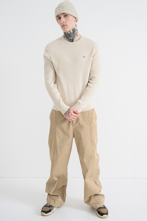 Tommy Hilfiger, Bordázott pulóver, Világosbézs