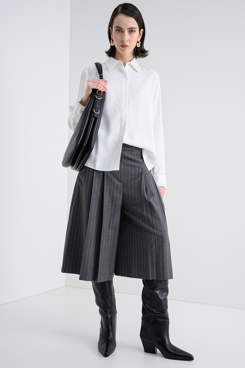 Tommy Hilfiger, Camasa uni cu guler fixat cu nasturi, Alb optic