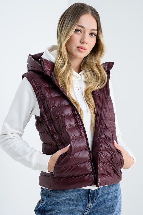Tommy Hilfiger, Непромокаемо капитонирано зимно яке, Бордо, S