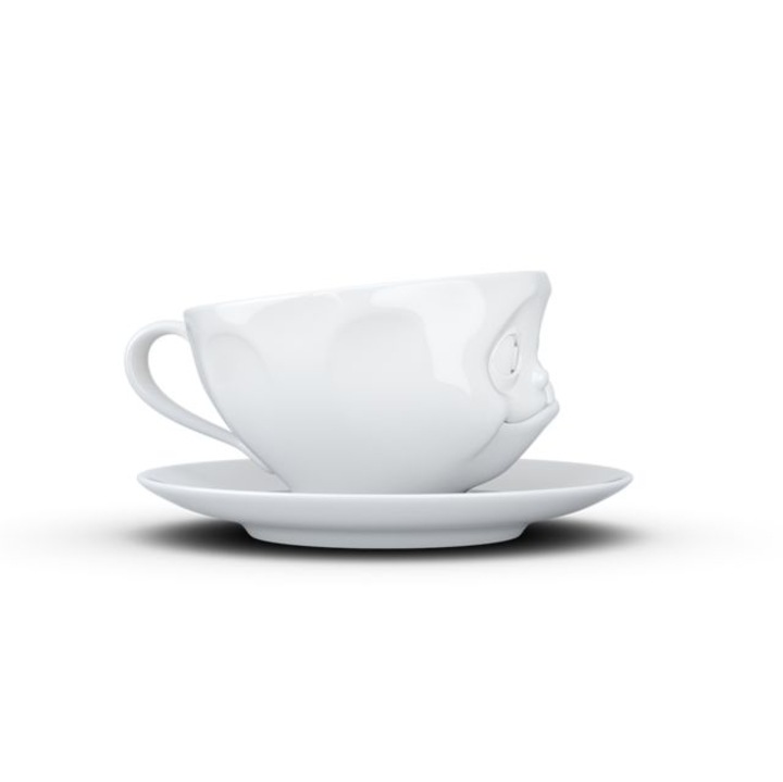 Set Cească cu farfurioară Tassen, porțelan alb, 200 ml