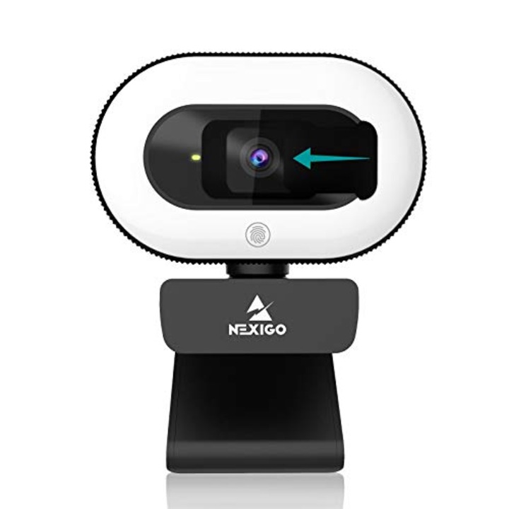 Webkamera NEXIGO Streamcam N930E 1080P gyűrűs fénnyel, autofókusszal, USB