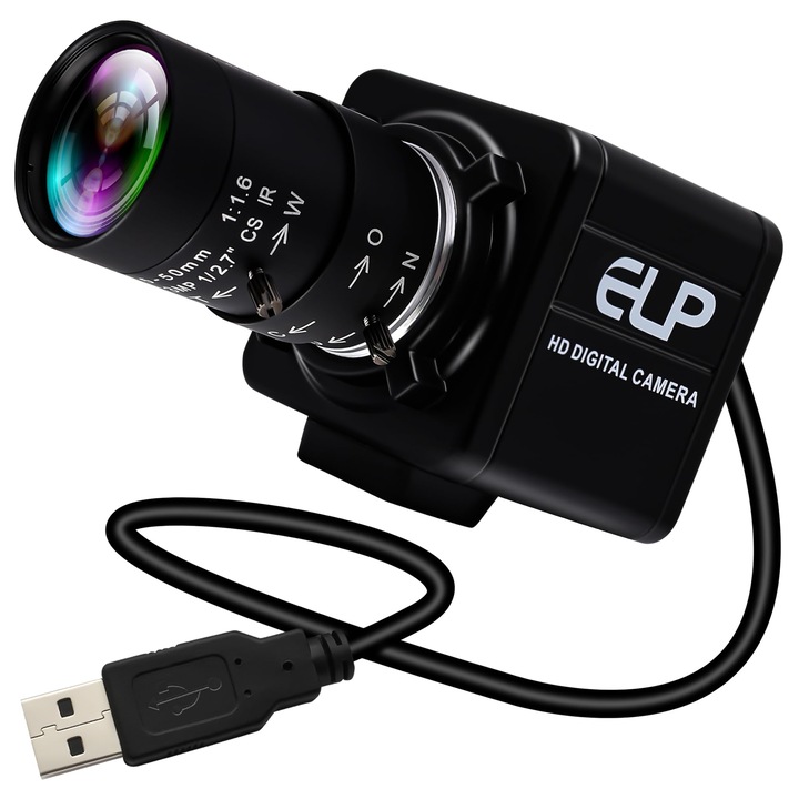 Webkamera ELP 8MP varifokális 5-50mm-es objektívvel, USB